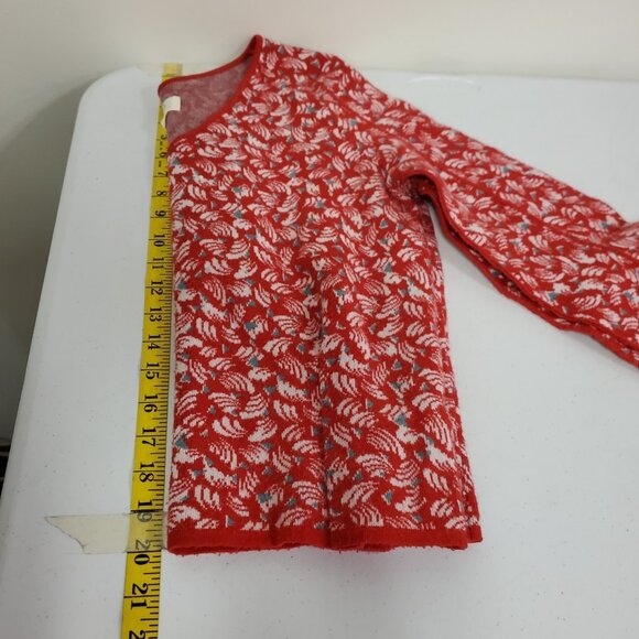 Maeve Anthropologie Womens Oversized Abstract Cropped Sweater Size S Red Boho - Picture 7 of 10